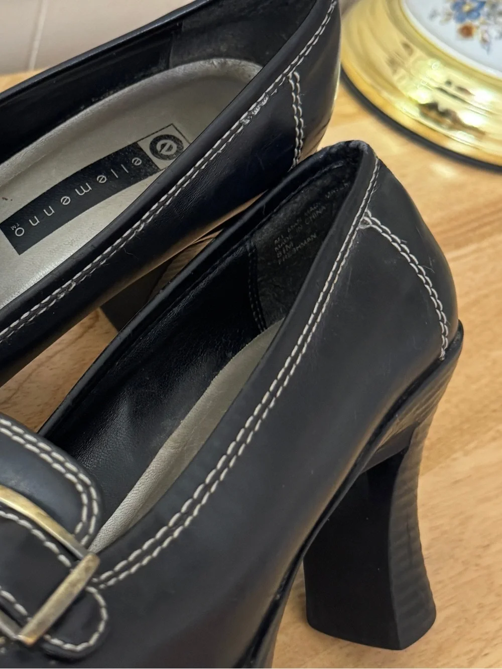 Ellemenno Black Y2K Platform Buckle Loafer Heels Size 8.5 Grunge